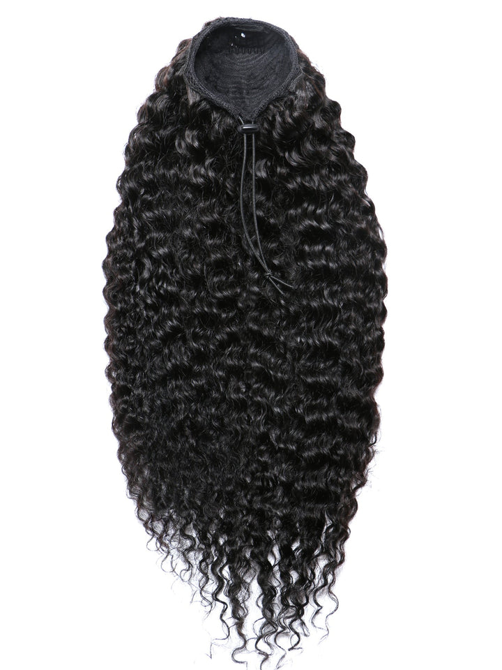 Indique Natural Black Coil Curl Texture Virgin Hair Ponytail