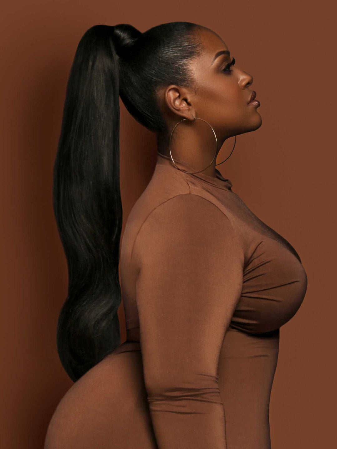 Indique Natural Straight Hair Texture With High Sleek Ponytail