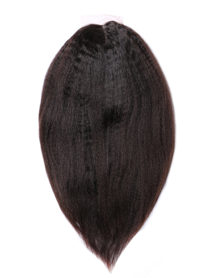 Top View of Bounce Blow-Out Closure Wig - Kinky Straight Texture with Adjustable Design and Freestyle Parting