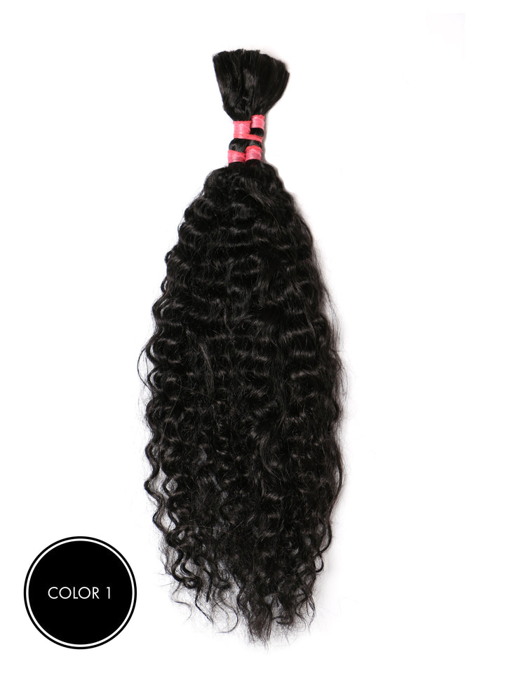 Indique Non Remy Black Curly Braiding Human Hair Pack