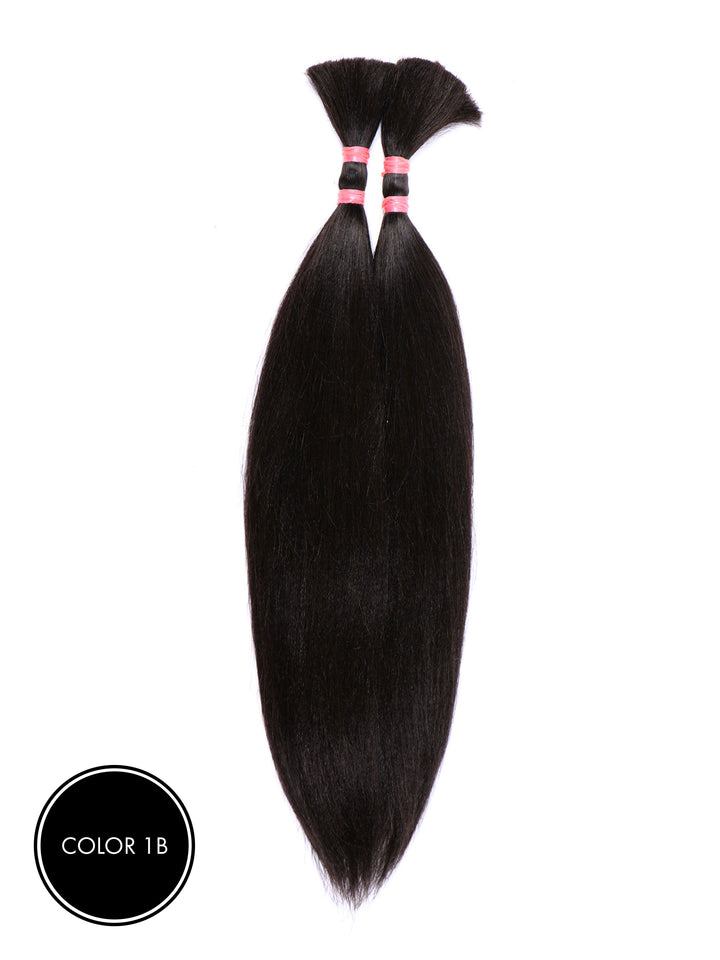 Indique Black Straight Human Braiding Hair Pack