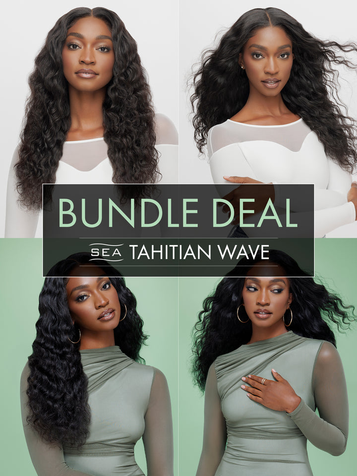 SEA Tahitian Wave hair bundle deal featuring wavy black hair extensions