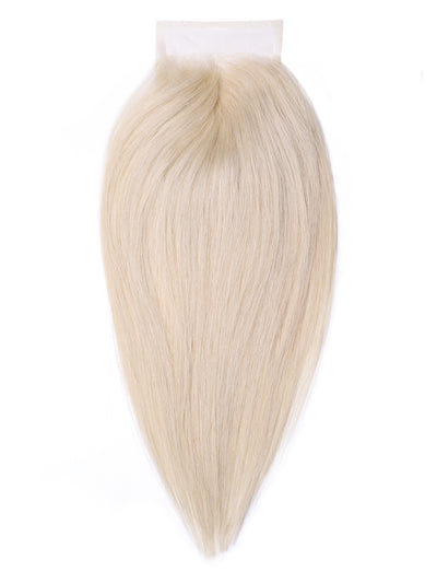 Indique Hysteria Straight Platinum Blonde Closure 4x4 Human Hair Extensions
