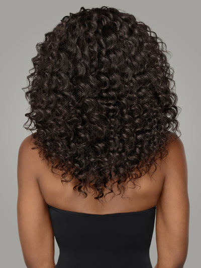 Indique Deep Wavy Curly Free Part Black Human Hair