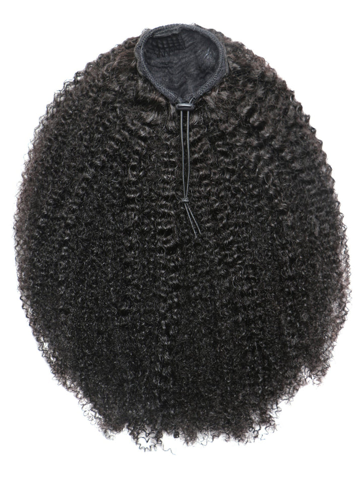 Indique Cork Screw Curl Pattern Curly Virgin Human Hair Drawstring Ponytail
