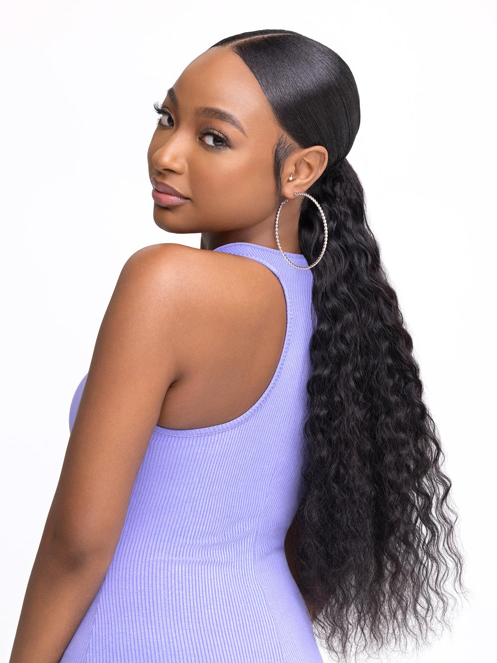 Indique Black Virgin Curly Drawstring Ponytail