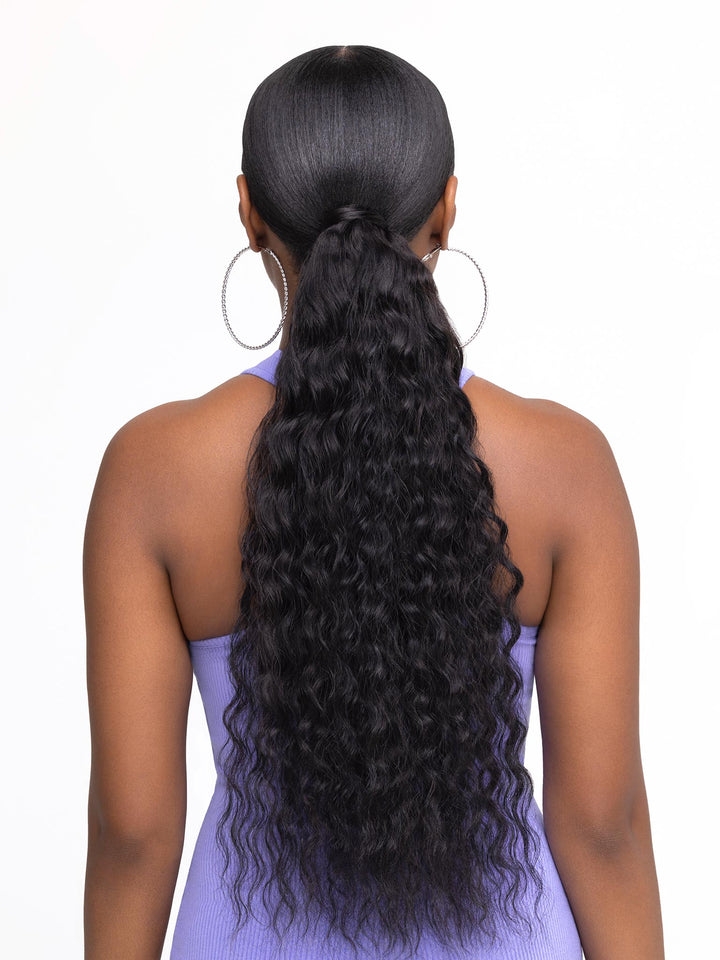 Indique Machine Drawn Curly Human Ponytail Hairpiece
