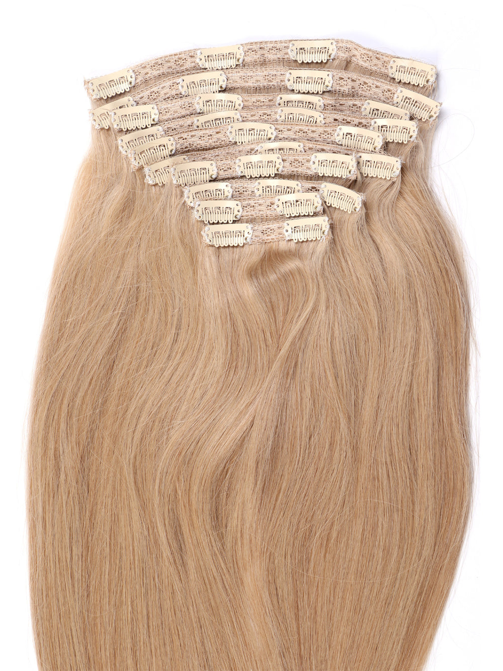 Indique Human Hair Blonde Straight Clip In Weft Hair Extensions