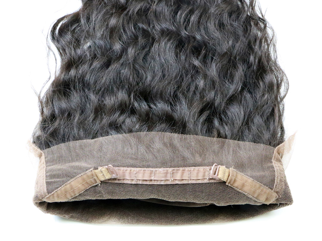 Indique Steam Textured Natural Wavy Hair 360 Frontal With Adjustable Strap