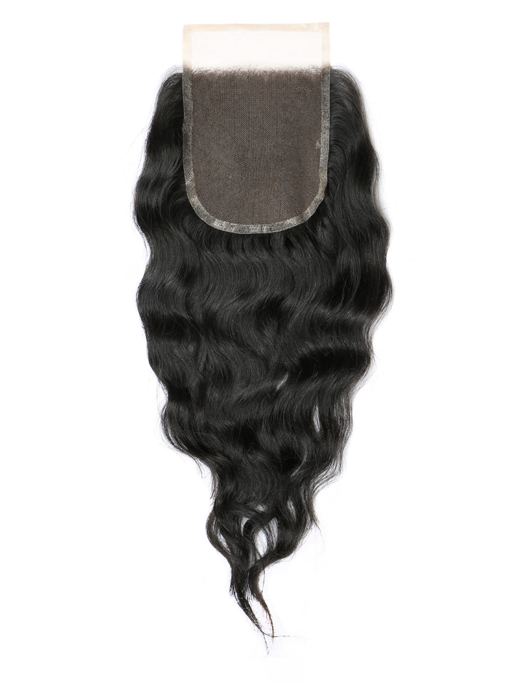 Indique Virgin Wavy Lace Closure Machine Wefted With Baby Hair